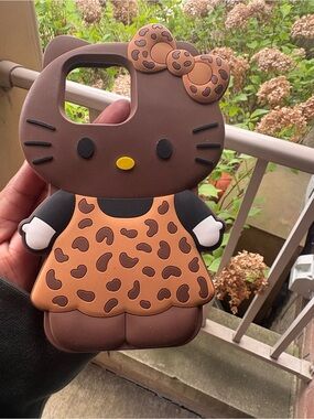 Brown Leopard Print Cat Silicone Phone Case - Cute Protective Cover